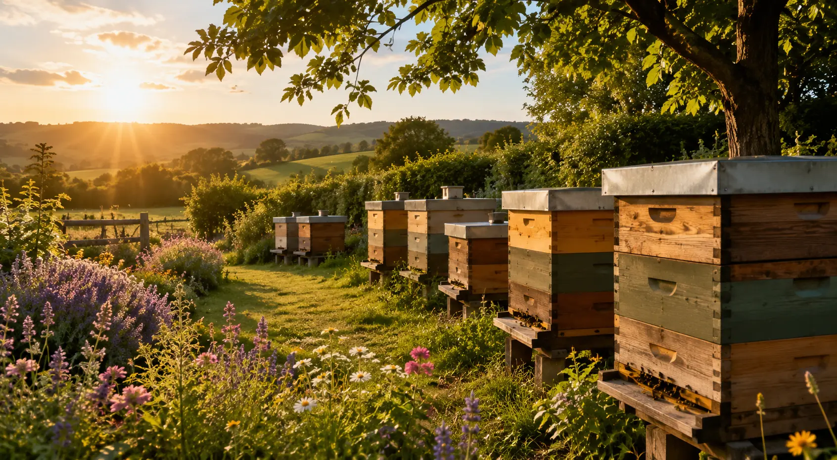 Beehives in a garden